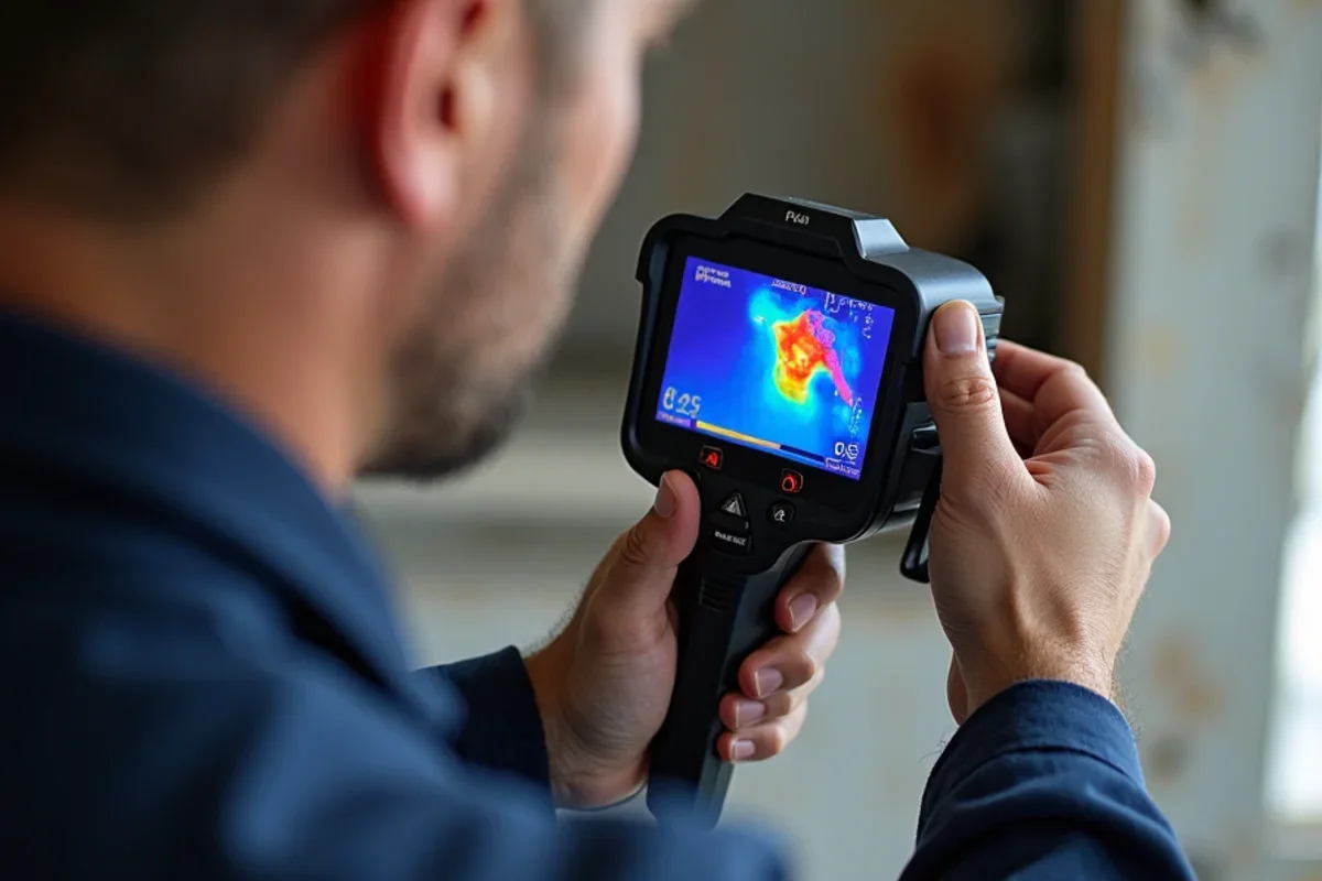 Thermal camera scan detecting hidden moisture and water spread during mold remediation cost florida