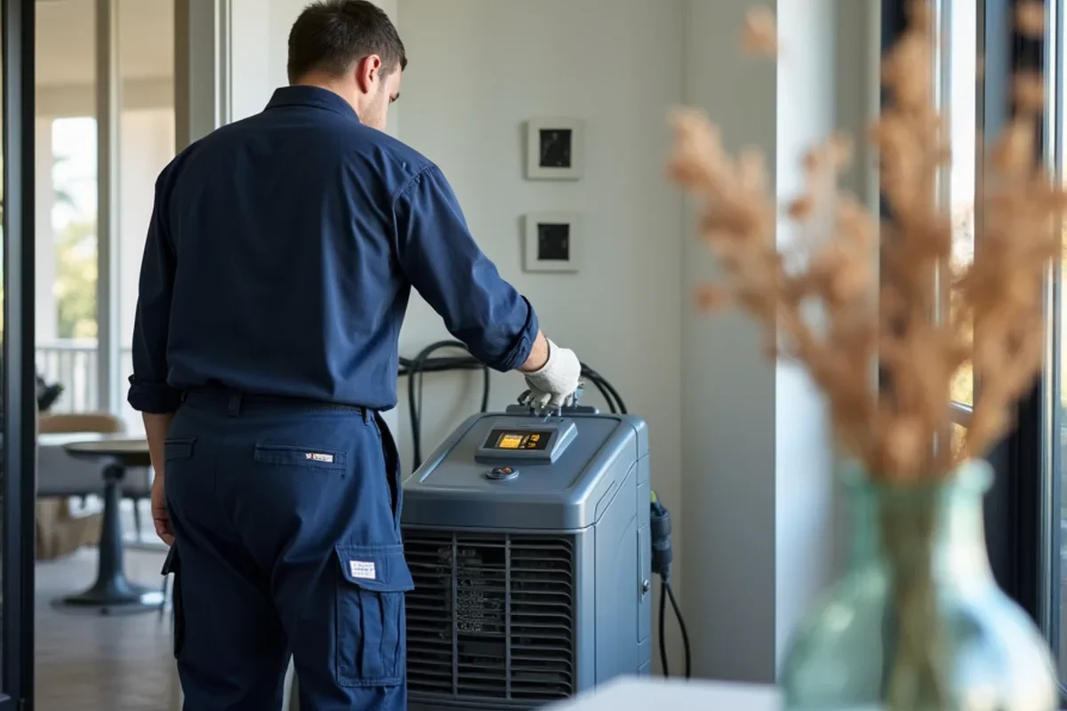 Whisper quiet commercial dehumidifier operating in modern Orlando condominium
