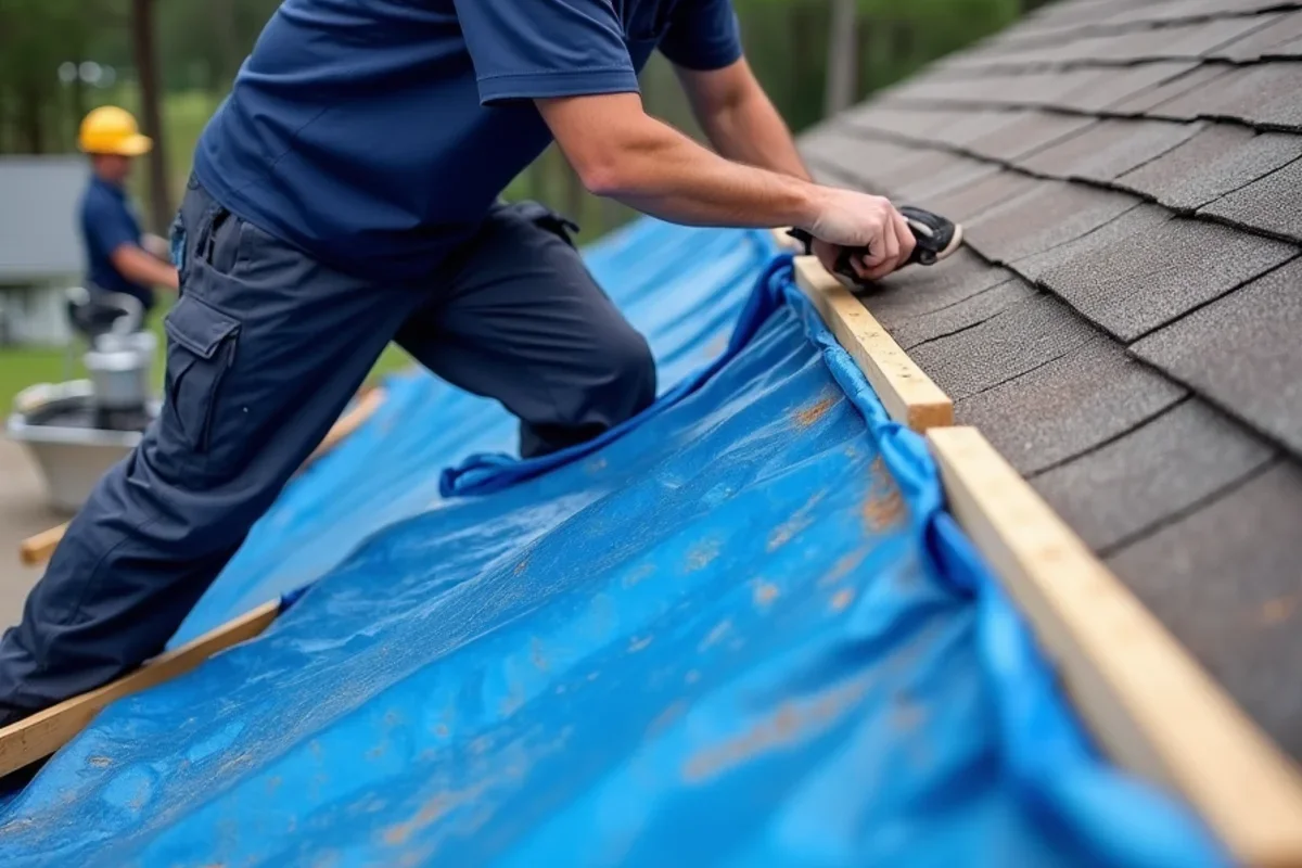Water damage restoration in Orlando: roof tarp installation procedure