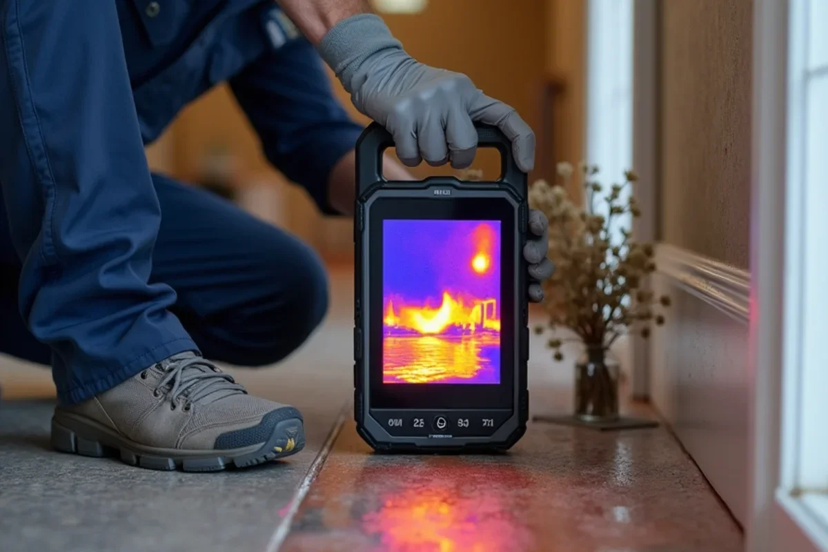 Infrared thermal imaging camera tracing water migration under flooring in Alafaya