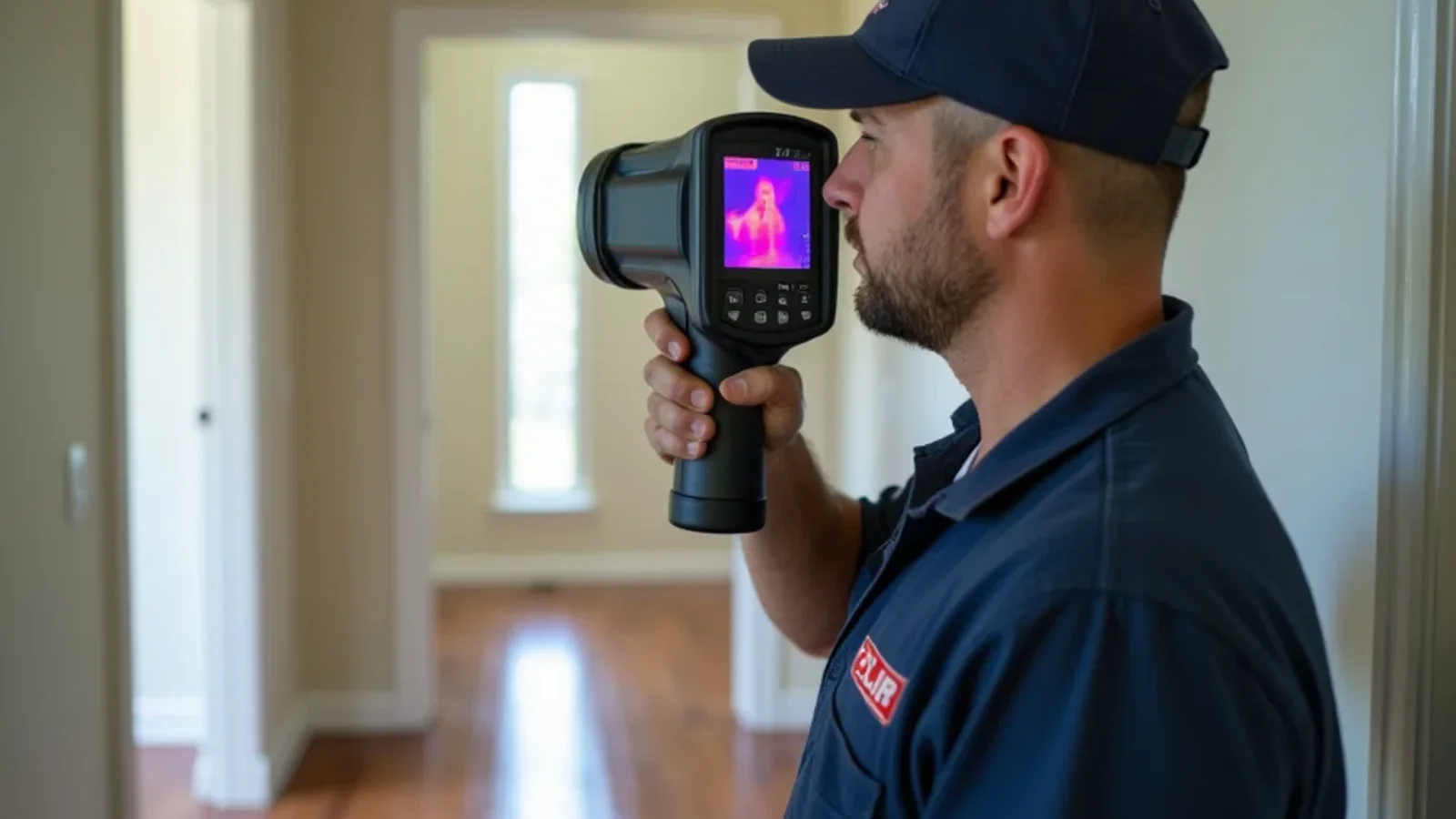 Emergency water damage restoration and structural drying technician working in a Apopka FL home