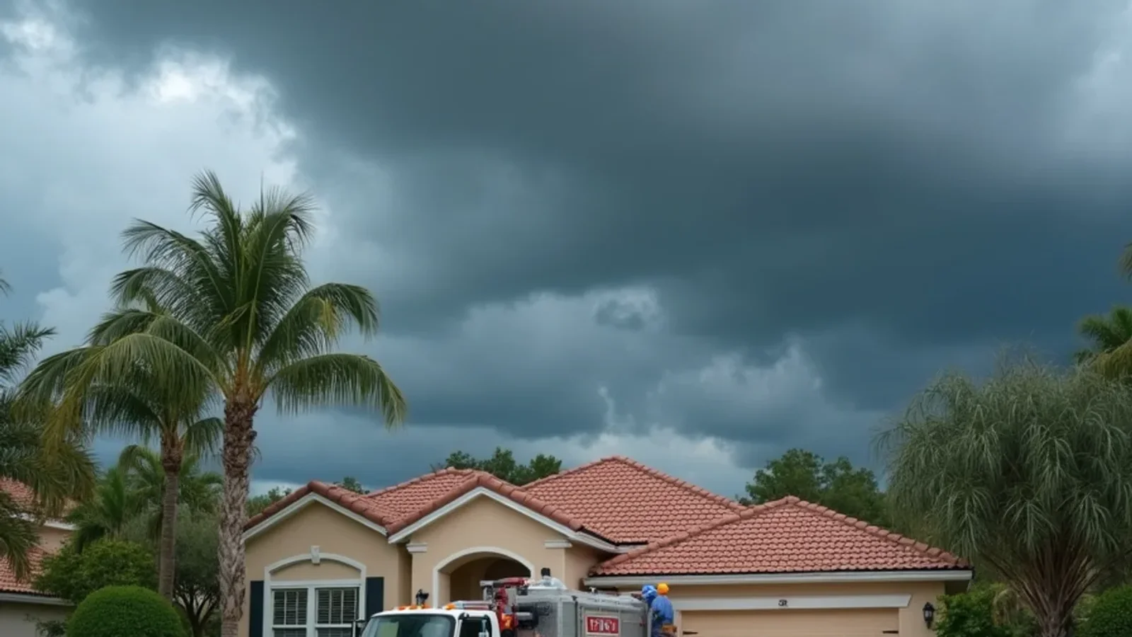 Emergency water damage restoration and structural drying technician working in a Horizon West FL home