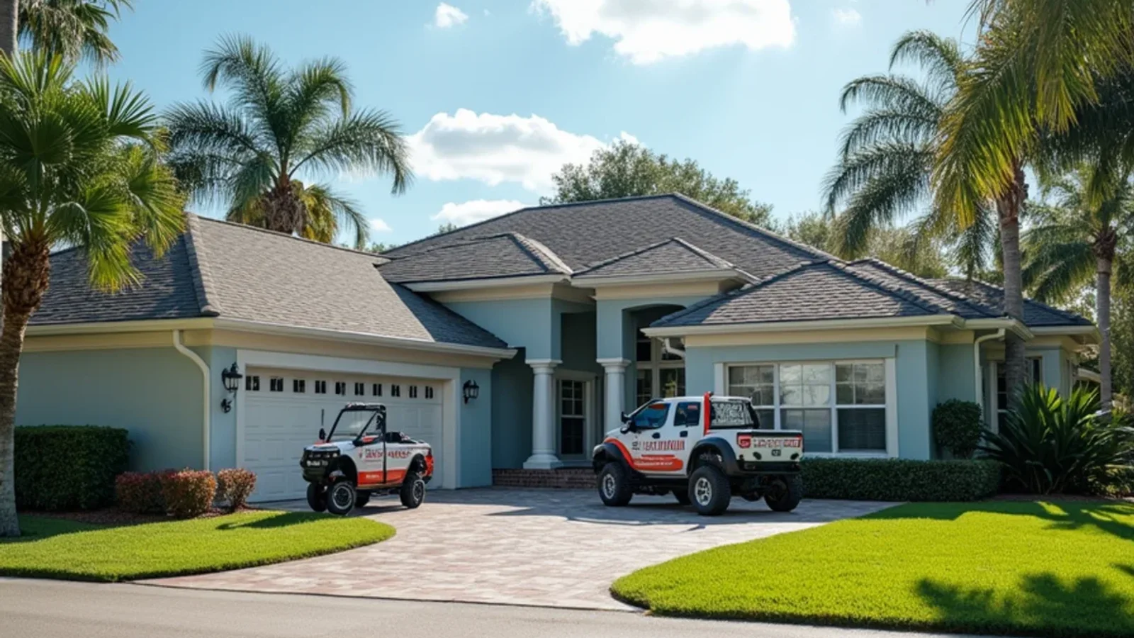 Emergency water damage restoration and structural drying technician working in a Kissimmee FL home