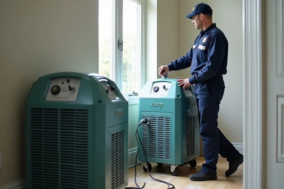 Industrial low grain refrigerant dehumidifiers operating inside Maitland living room