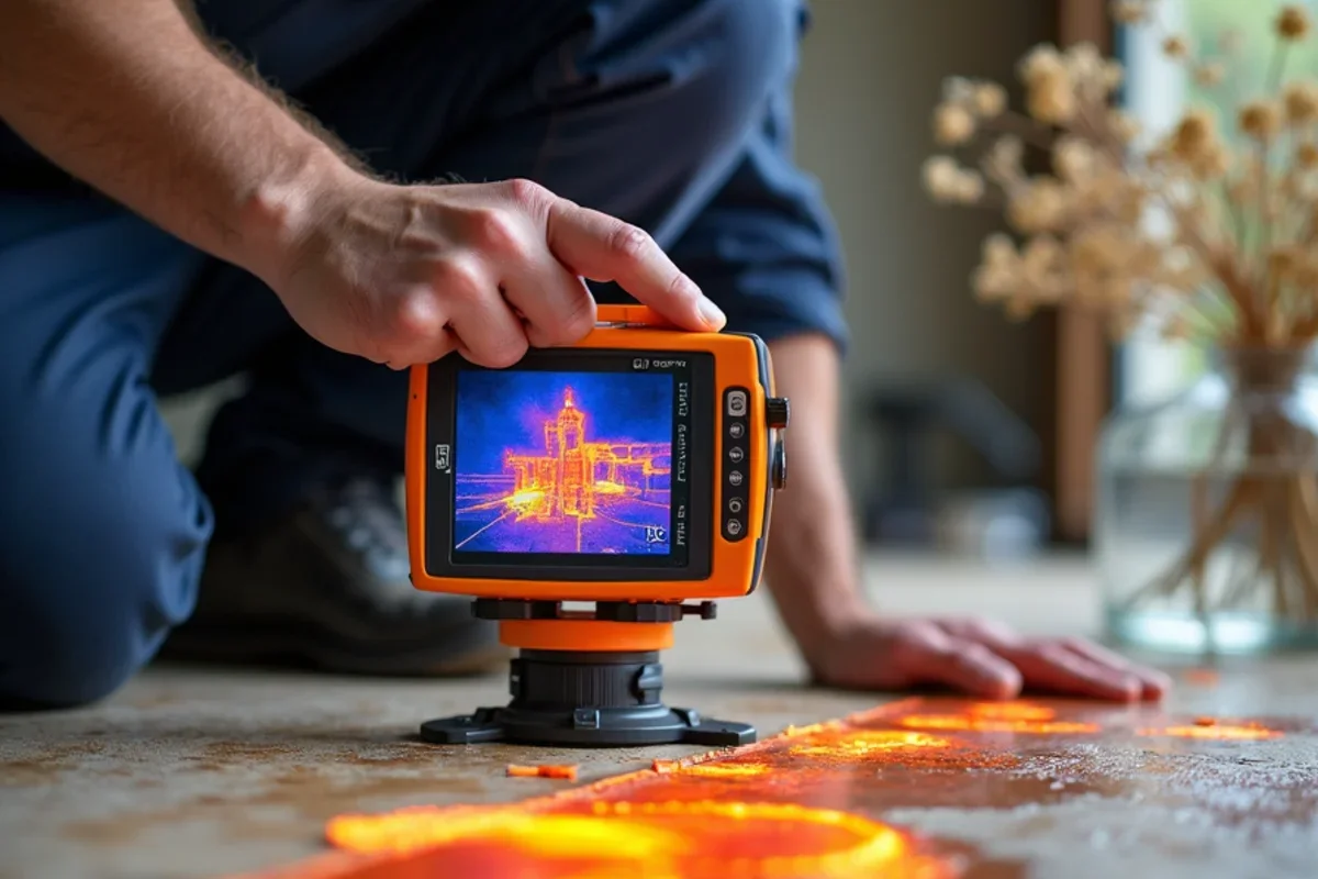 Infrared thermal imaging camera tracing water migration under flooring in Meadow Woods
