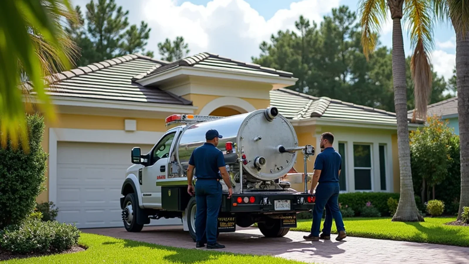 Emergency water damage restoration and structural drying technician working in a Pine Hills FL home