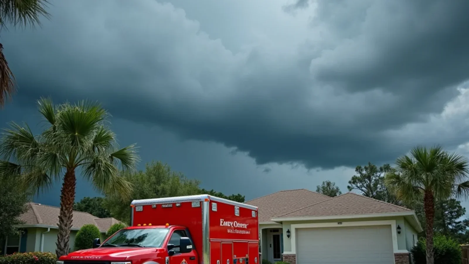 Emergency water damage restoration and structural drying technician working in a Sanford FL home