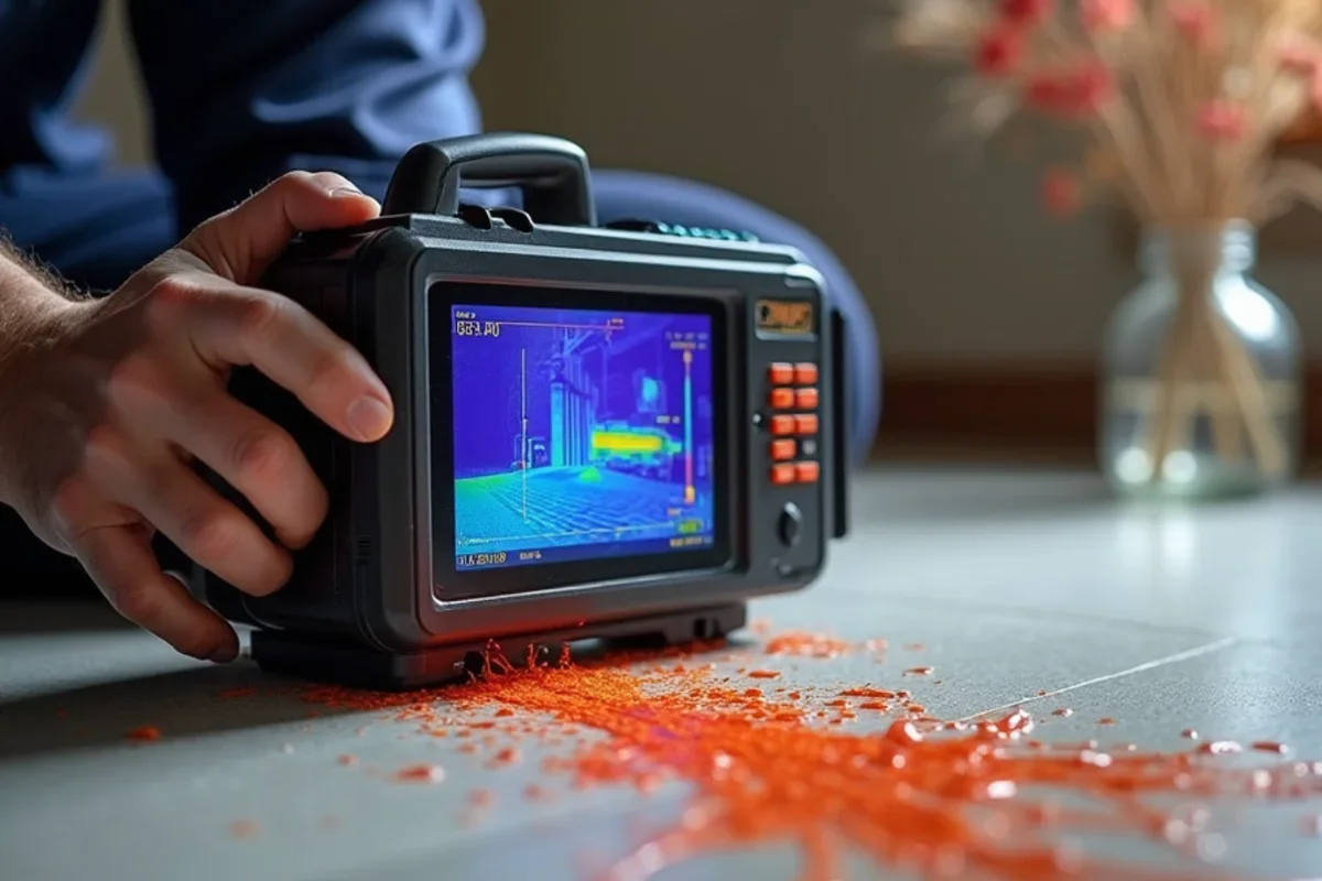 Infrared thermal imaging camera tracing water migration under flooring in Seminole County