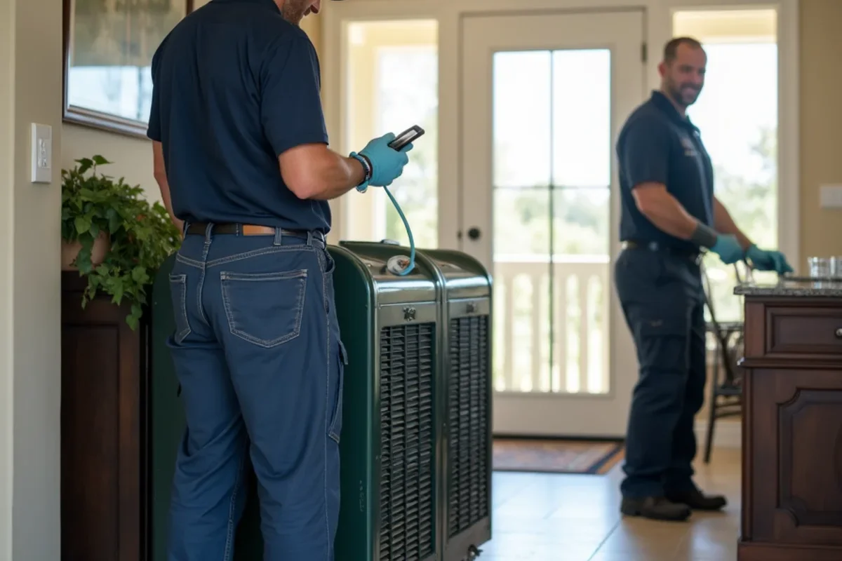Industrial low grain refrigerant dehumidifiers operating inside Wekiwa Springs living room