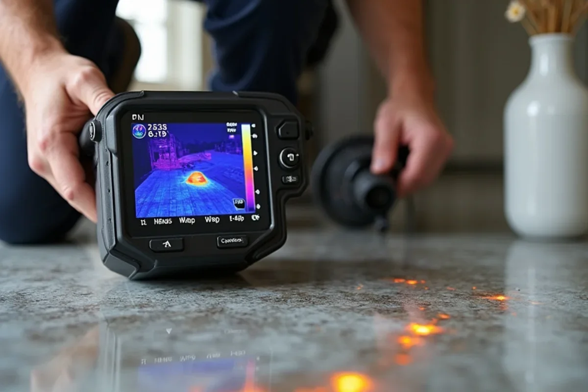 Infrared thermal imaging camera tracing water migration under flooring in Winter Garden