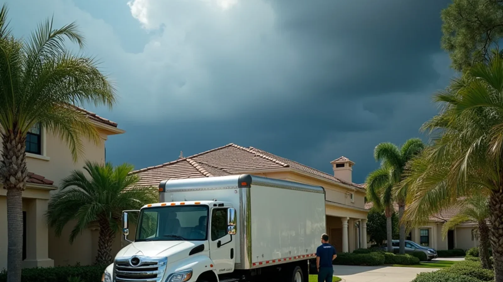 Emergency water damage restoration and structural drying technician working in a Winter Garden FL home
