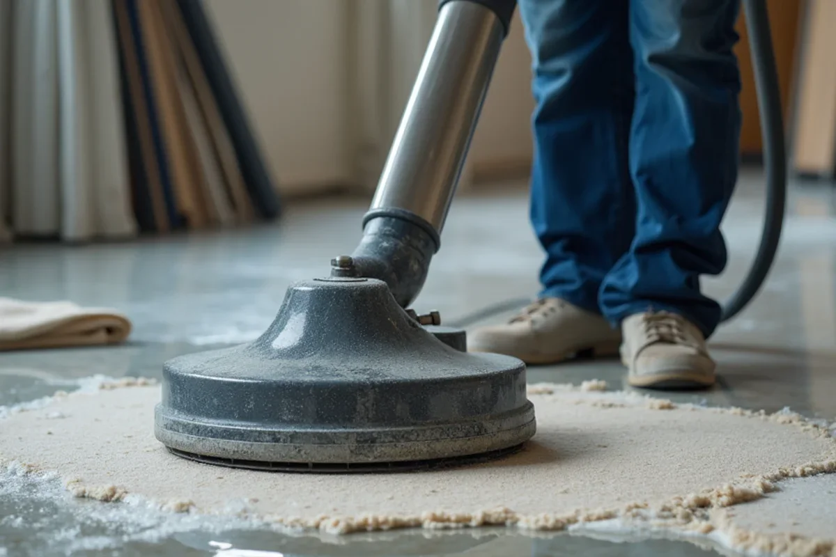 Weighted carpet extractor pulling water from saturated floor padding